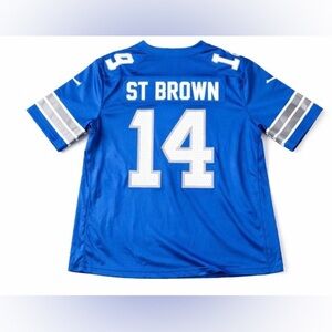 🏈 Nike Detroit Lions Amon-Ra St. Brown #14 Jersey Men’s XL Blue NFL NWT